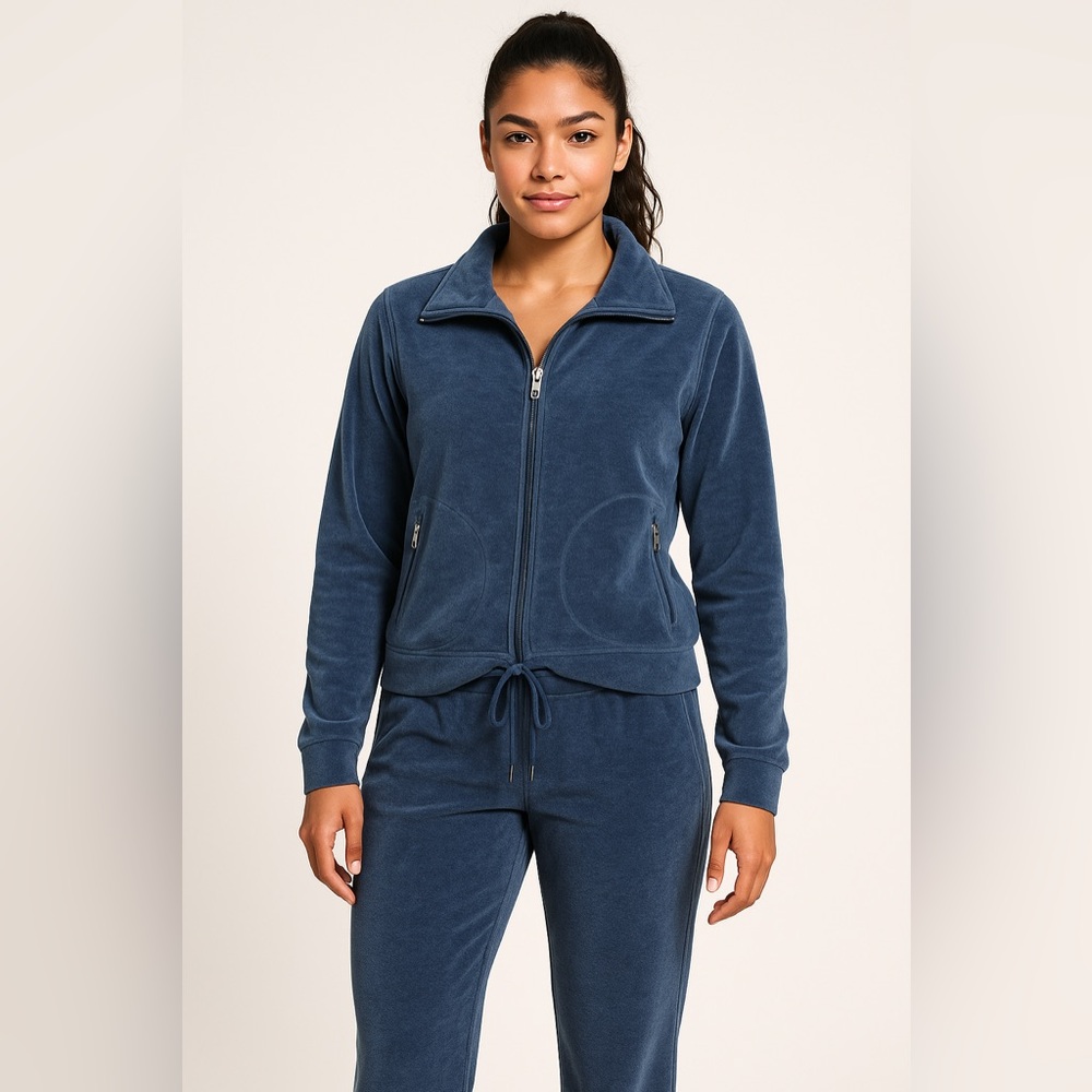 Tangerine Denim Blue VelourTracksuit Sz. L Jacket and S Pants NWT